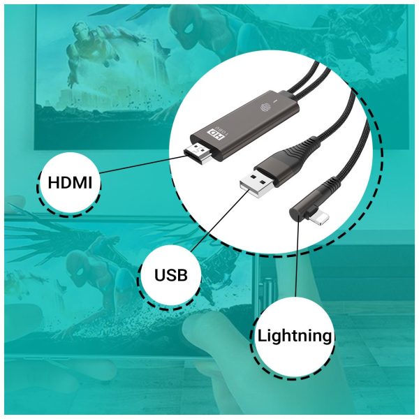 کابل تبدیل USB به لایتنینگ / HDMI یوسمز مدل US-SJ442 طول 2 متر