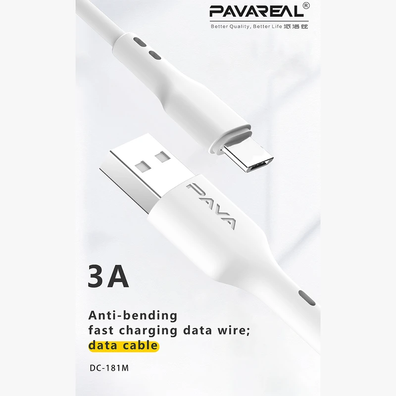 کابل تبدیل USB به USB-C پاواریال مدل DC10C طول 2 متر