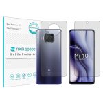 گلس محافظ صفحه نمایش و پشت گوشی شیائومی Mi 10i 5G مدل نانو هیدروژل شفاف برند راک اسپیس کد SS