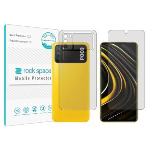گلس محافظ صفحه نمایش و پشت گوشی شیائومی Poco M3 مدل نانو هیدروژل شفاف برند راک اسپیس کد SS