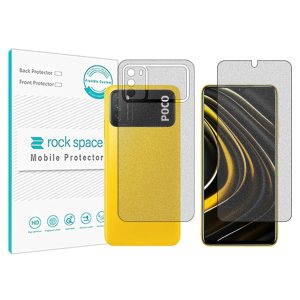 گلس محافظ صفحه نمایش و پشت گوشی شیائومی نسخه Poco M3 مدل نانو هیدروژل مات برند راک اسپیس کدSS