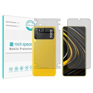 گلس محافظ صفحه نمایش و پشت گوشی شیائومی Poco M3 مدل نانو هیدروژل گیمینگ برند راک اسپیس کد MS