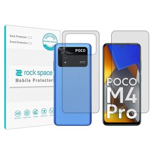 گلس محافظ صفحه نمایش و پشت گوشی شیائومی Poco M4 Pro مدل نانو هیدروژل شفاف برند راک اسپیس کد SS