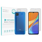 گلس محافظ صفحه نمایش و پشت گوشی شیائومی Redmi 9C مدل نانو هیدروژل شفاف برند راک اسپیس کد SS