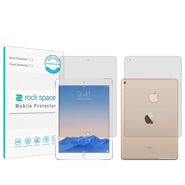 گلس صفحه نمایش و پشت تبلت آیفون iPad Air 2 مدل نانو هیدروژل شفاف برند راک اسپیس کد L