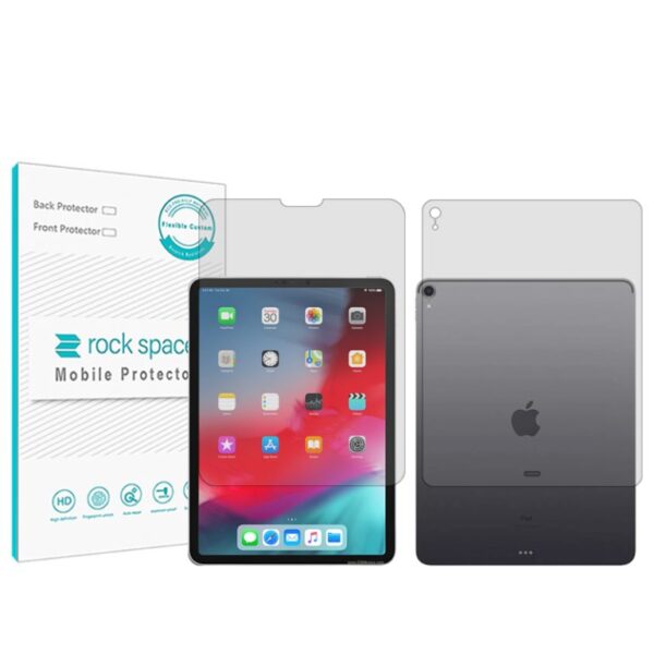 گلس صفحه نمایش و پشت تبلت اپل iPad Pro 11 (2018) مدل نانو هیدروژل شفاف برند راک اسپیس