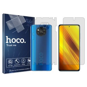 گلس صفحه نمایش و پشت گوشی شیائومی Poco X3 Egypt مدل شفاف برند هوکو کد MS