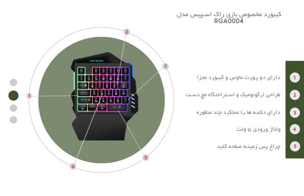 کیبورد مخصوص بازی راک اسپیس مدل RGA0004