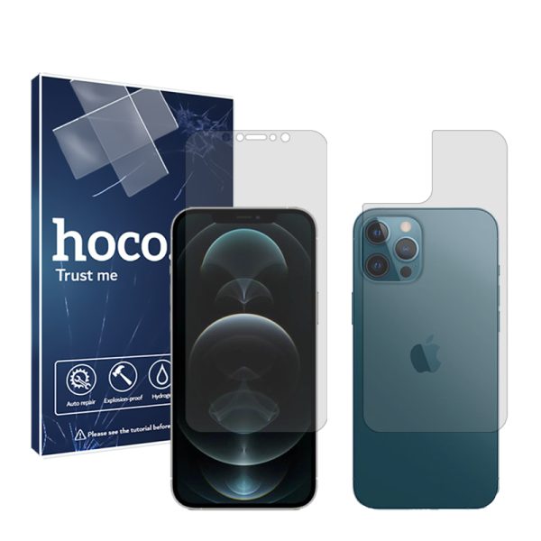 گلس صفحه نمایش و پشت گوشی اپل iPhone 12 Pro Max مدل شفاف برند هوکو کد SS