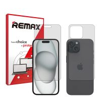 گلس صفحه نمایش و پشت گوشی اپل iPhone 15 مدل هیدروژلی شفاف برند ریمکس کد SS