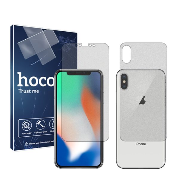 گلس صفحه نمایش و پشت گوشی اپل iPhone X مدل هیدروژلی مات برند هوکو کد SS