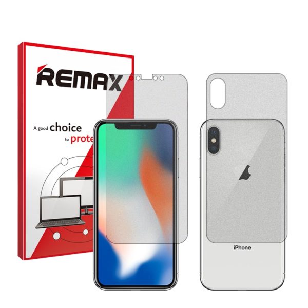 گلس صفحه نمایش و پشت گوشی اپل iPhone X مدل هیدروژلی مات برند ریمکس کد SS