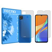 گلس صفحه نمایش و پشت گوشی شیائومی Redmi 9C مدل هیدروژلی شفاف برند تکنو کد SS