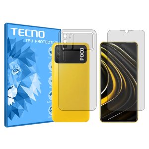 گلس صفحه نمایش و پشت گوشی شیائومی Poco M3 مدل هیدروژلی شفاف برند تکنو کد SS
