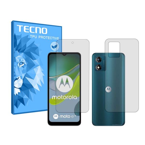 گلس صفحه نمایش و پشت گوشی موتورولا Moto E13 مدل شفاف برند تکنو کد SS