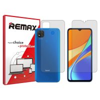 گلس صفحه نمایش و پشت گوشی شیائومی Redmi 9C مدل شفاف برند ریمکس کد SS