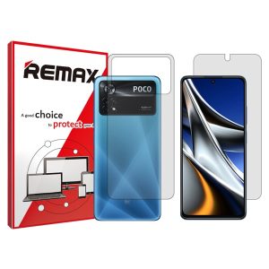 گلس صفحه نمایش و پشت گوشی شیائومی Poco X4 Pro 5G مدل شفاف برند ریمکس کد SS