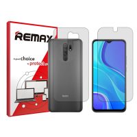 گلس صفحه نمایش و پشت گوشی شیائومی Redmi 9 مدل شفاف برند ریمکس کد SS