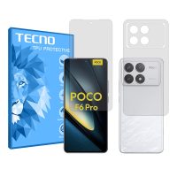 گلس صفحه نمایش و پشت گوشی شیائومی Poco F6 Pro مدل هیدروژلی شفاف برند تکنو کد SS