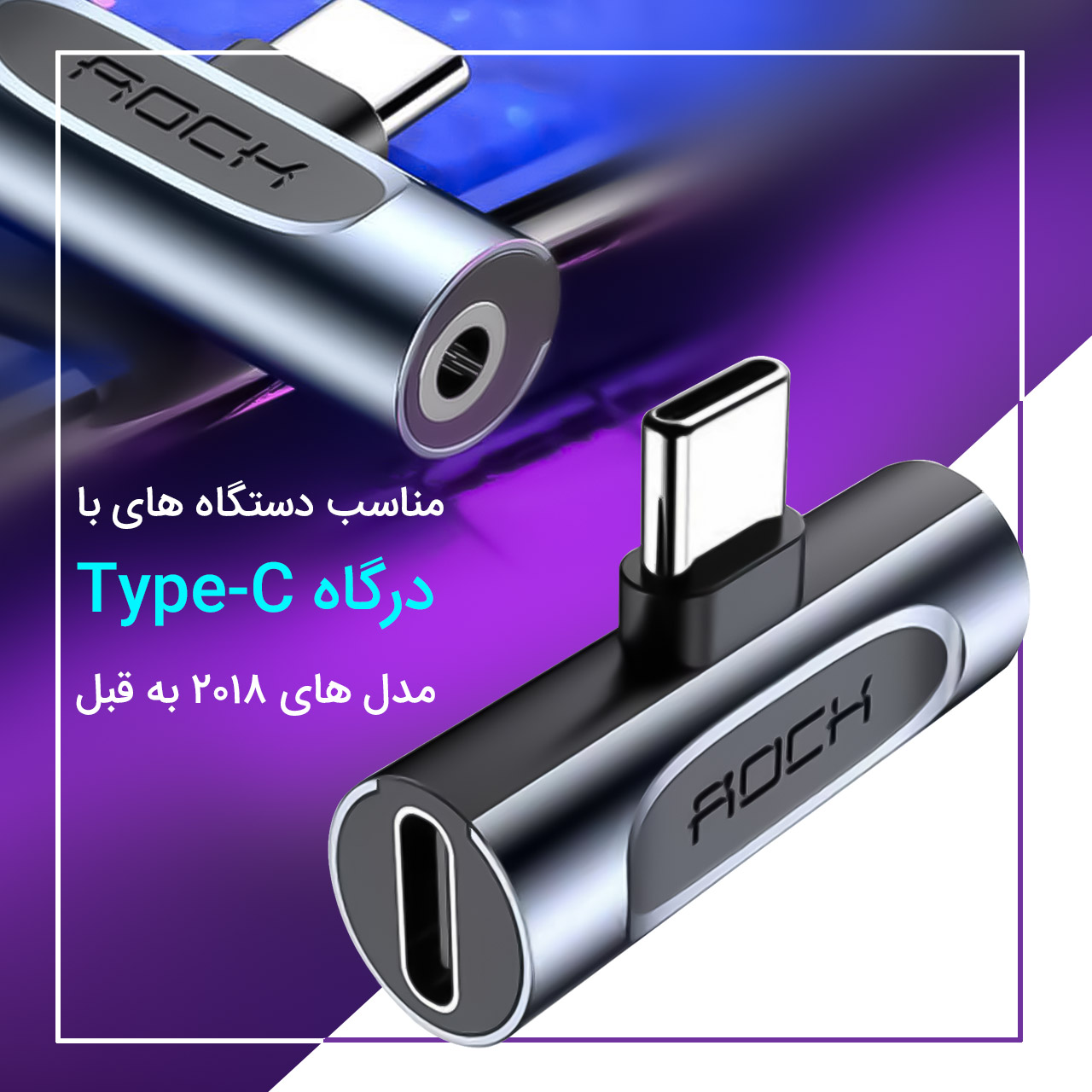 مبدل USB-C به USB-C / AUX راک مدل 0669RCB