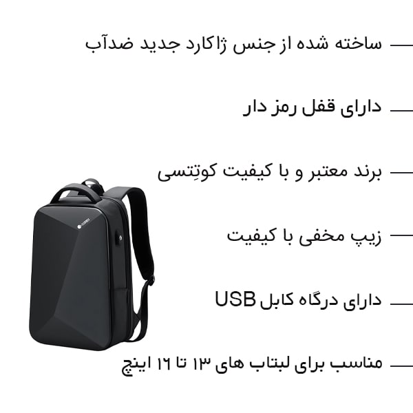 کوله پشتی لپ تاپ کوتتسی مدل 14028 مناسب برای لپ تاپ 16 اینچ