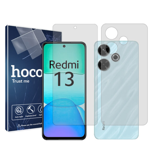 گلس صفحه نمایش و پشت گوشی شیائومی Redmi 13 مدل هیدروژلی شفاف برند هوکو کد SS