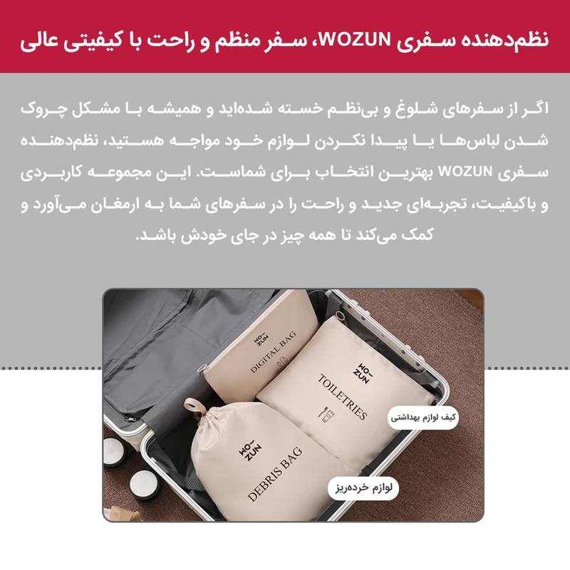 نظم دهنده ساک و چمدان استرانگ مدل WOZUN