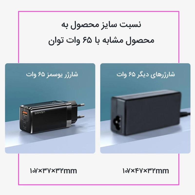 شارژر دیواری یوسمز مدل US-SJ459 به همراه کابل USB-C