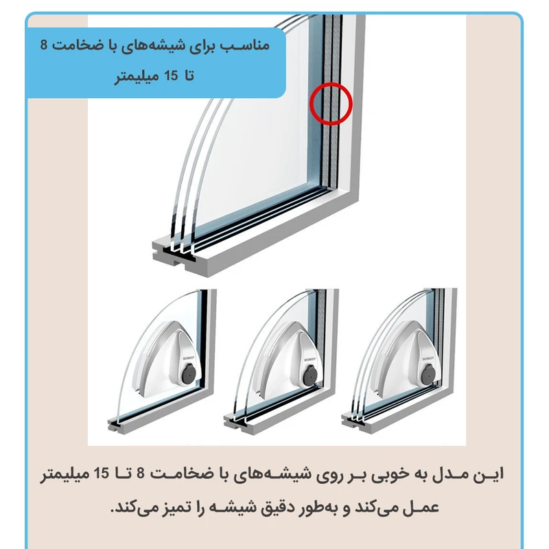 شیشه شوی بوم جوی مدل مغناطیسی دو طرفه طرح مخزن دار
