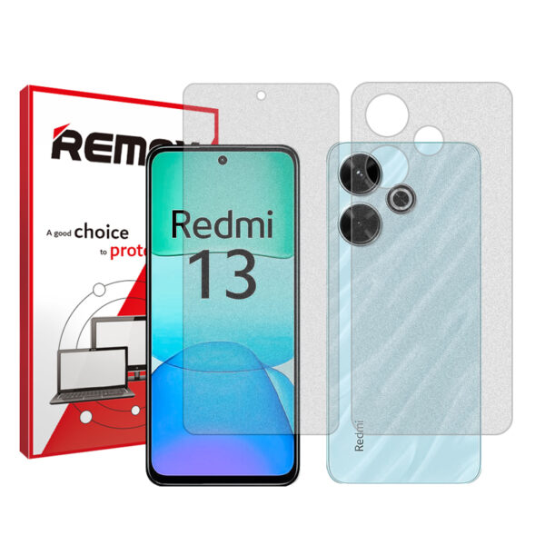 گلس صفحه نمایش و پشت گوشی شیائومی Redmi 13 مدل هیدروژلی مات برند ریمکس کد SS