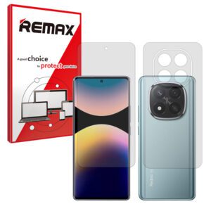 گلس صفحه نمایش و پشت گوشی شیائومی Redmi Note 14 Pro Plus 5G مدل هیدروژلی شفاف برند ریمکس کد SS