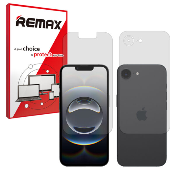 گلس صفحه نمایش و پشت گوشی اپل iPhone 16e مدل هیدروژلی شفاف برند ریمکس کد SS