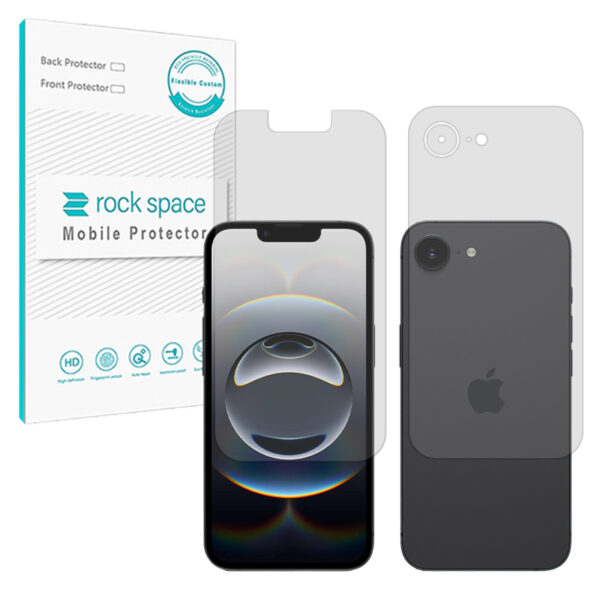 گلس محافظ صفحه نمایش و پشت گوشی اپل iPhone 16e مدل نانو هیدروژل مات (گیمینگ) برند راک اسپیس کد SS