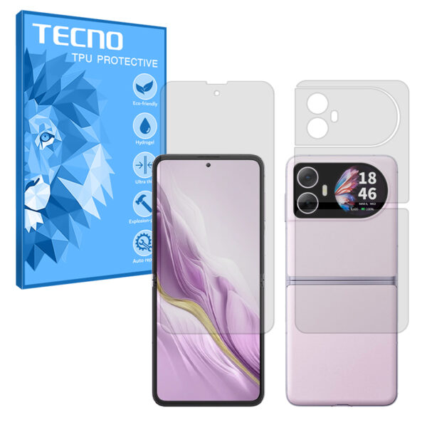 گلس صفحه نمایش و پشت گوشی بلک ویو Hero 10 مدل هیدروژلی شفاف برند تکنو کد SS