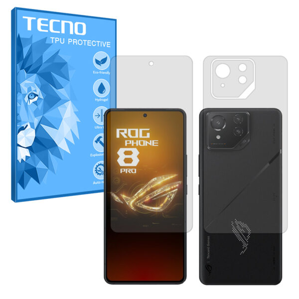 گلس صفحه نمایش و پشت گوشی ایسوس ROG Phone 9 مدل هیدروژلی شفاف برند تکنو کد SS