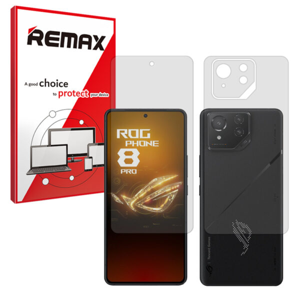 گلس صفحه نمایش و پشت گوشی ایسوس ROG Phone 9 مدل هیدروژلی شفاف برند ریمکس کد SS