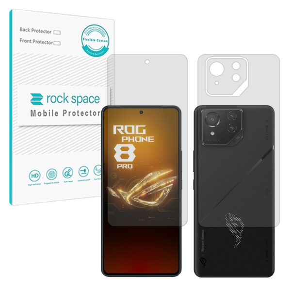 گلس محافظ صفحه نمایش و پشت گوشی ایسوس ROG Phone 9 مدل نانو هیدروژل شفاف برند راک اسپیس کدSS