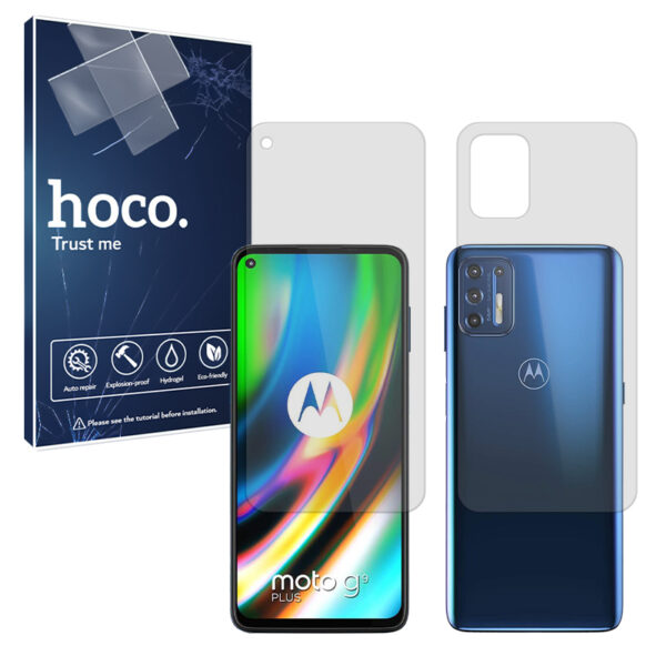 گلس صفحه نمایش و پشت گوشی موتورولا Moto G9 Plus مدل شفاف برند هوکو کد SS