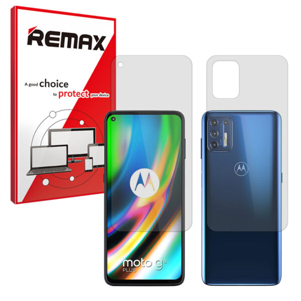 گلس صفحه نمایش و پشت گوشی موتورولا Moto G9 Plus مدل هیدروژلی شفاف برند ریمکس کد SS