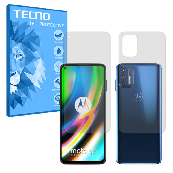 گلس صفحه نمایش و پشت گوشی موتورولا Moto G9 Plus مدل هیدروژلی شفاف برند تکنو کد SS