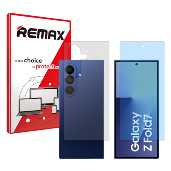 گلس سامسونگ Galaxy Z Fold7 مدل هیدروژلی آنتی بلو به همراه محافظ پشت برند ریمکس کد SS