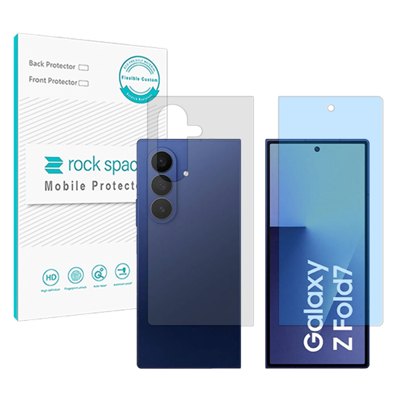 گلس سامسونگ Galaxy Z Fold7 مدل نانو هیدروژل آنتی بلو به همراه محافظ پشت برند راک اسپیس کدSS