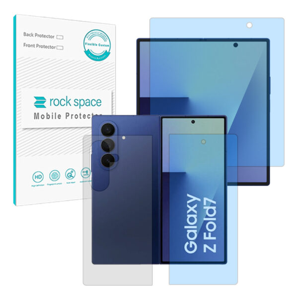 گلس سامسونگ Galaxy Z Fold7 مدل نانو هیدروژل آنتی بلو به همراه محافظ پشت برند راک اسپیس کدLSS