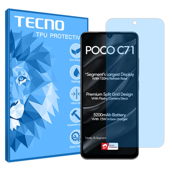 گلس شیائومی Poco C71 مدل هیدروژلی مات آنتی بلو برند تکنو کد S