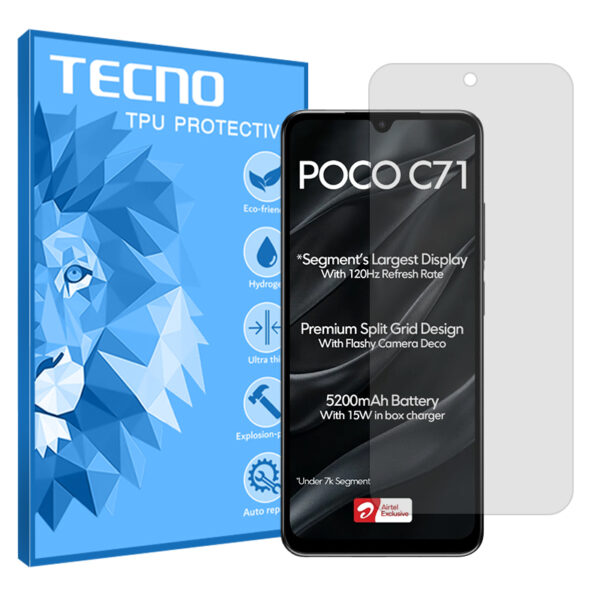 گلس شیائومی Poco C71 مدل هیدروژلی مات برند تکنو کد S