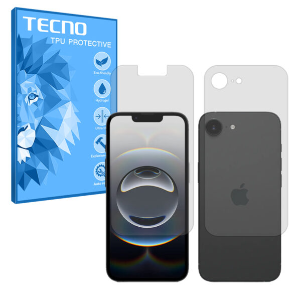 گلس صفحه نمایش و پشت گوشی اپل iPhone 16e مدل هیدروژلی مات برند تکنو کد SS