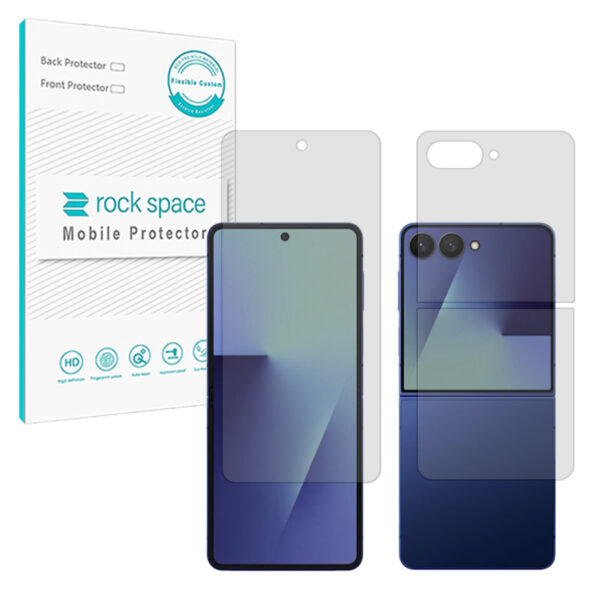گلس صفحه نمایش و پشت گوشی سامسونگ Galaxy Z Flip7 مدل نانو هیدروژل مات برند راک اسپیس کد SS