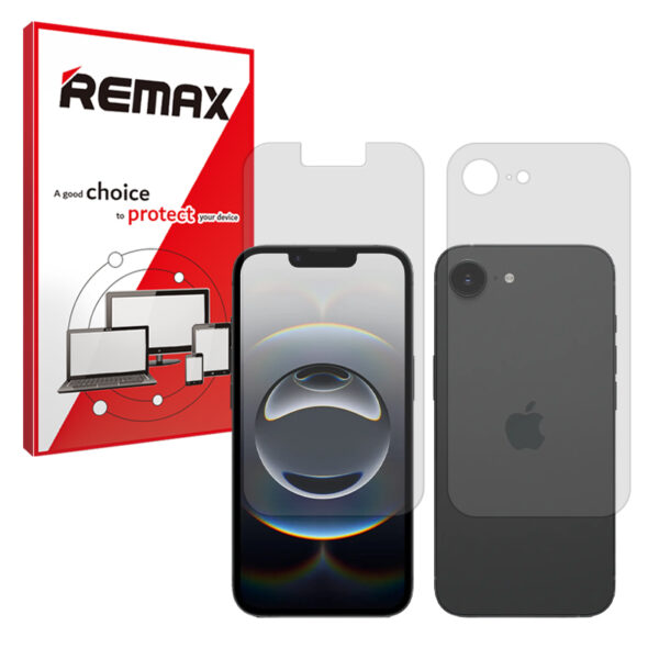 گلس صفحه نمایش و پشت گوشی اپل iPhone 16e مدل هیدروژلی شفاف برند ریمکس کد SS