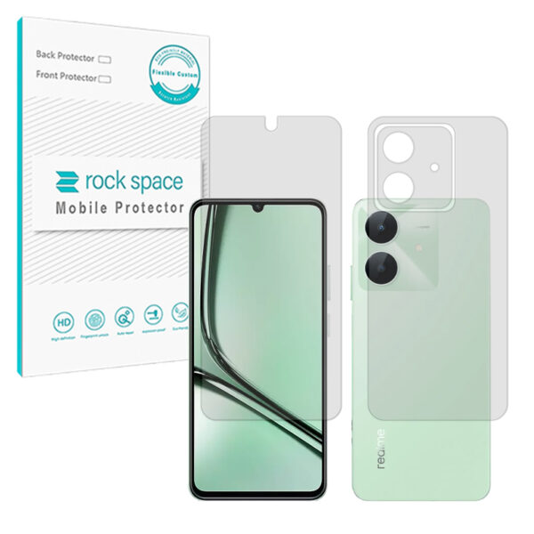 گلس صفحه نمایش و پشت گوشی ریلمی Note 60x مدل نانو هیدروژل مات برند راک اسپیس کد SS