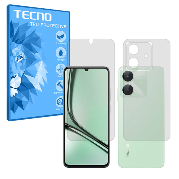 گلس صفحه نمایش و پشت گوشی ریلمی Note 60x مدل هیدروژلی شفاف برند تکنو کد SS